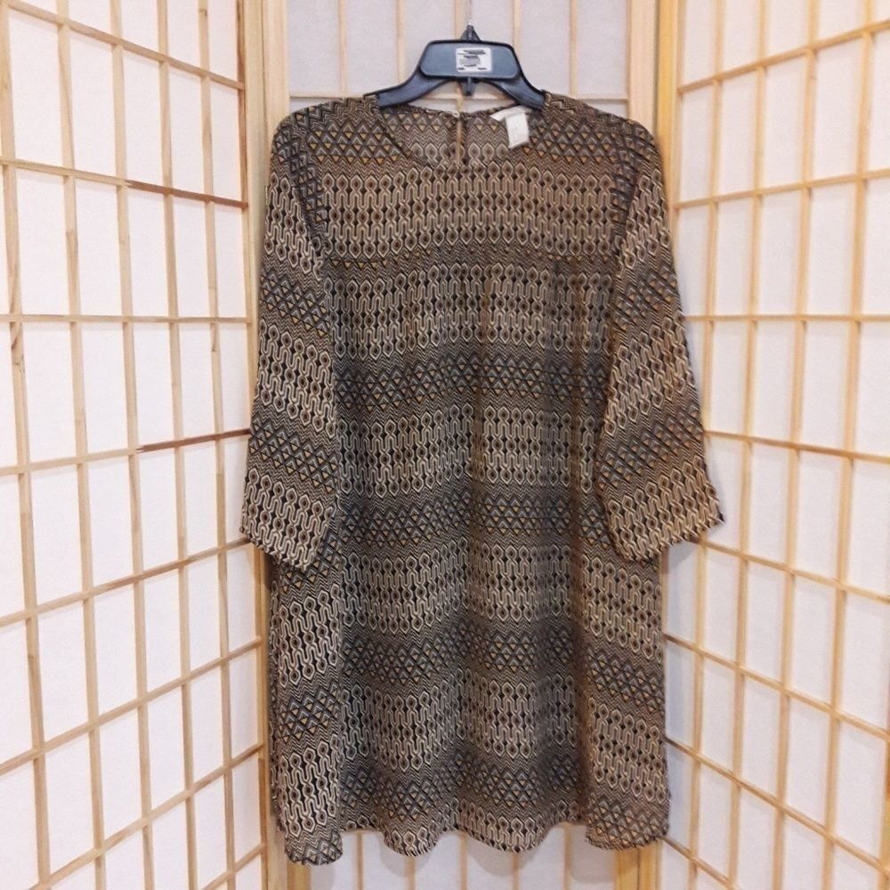 H&M Bohemian Print Keyhole Back Lined Dress